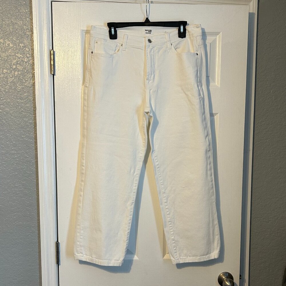 Kensie Cropped Jeans, White, Size 10